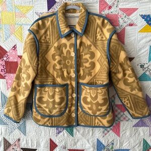 Hey Johanna Hand Made Cotton Camp Blanket Coat Jacket Large X-Large